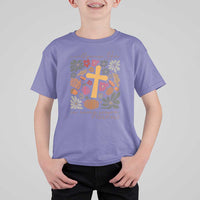 Thanksgiving Christ T Shirt For Kid I Will Praise Him In Every Season Psalm 146:2 Fall Season - Wonder Print Shop