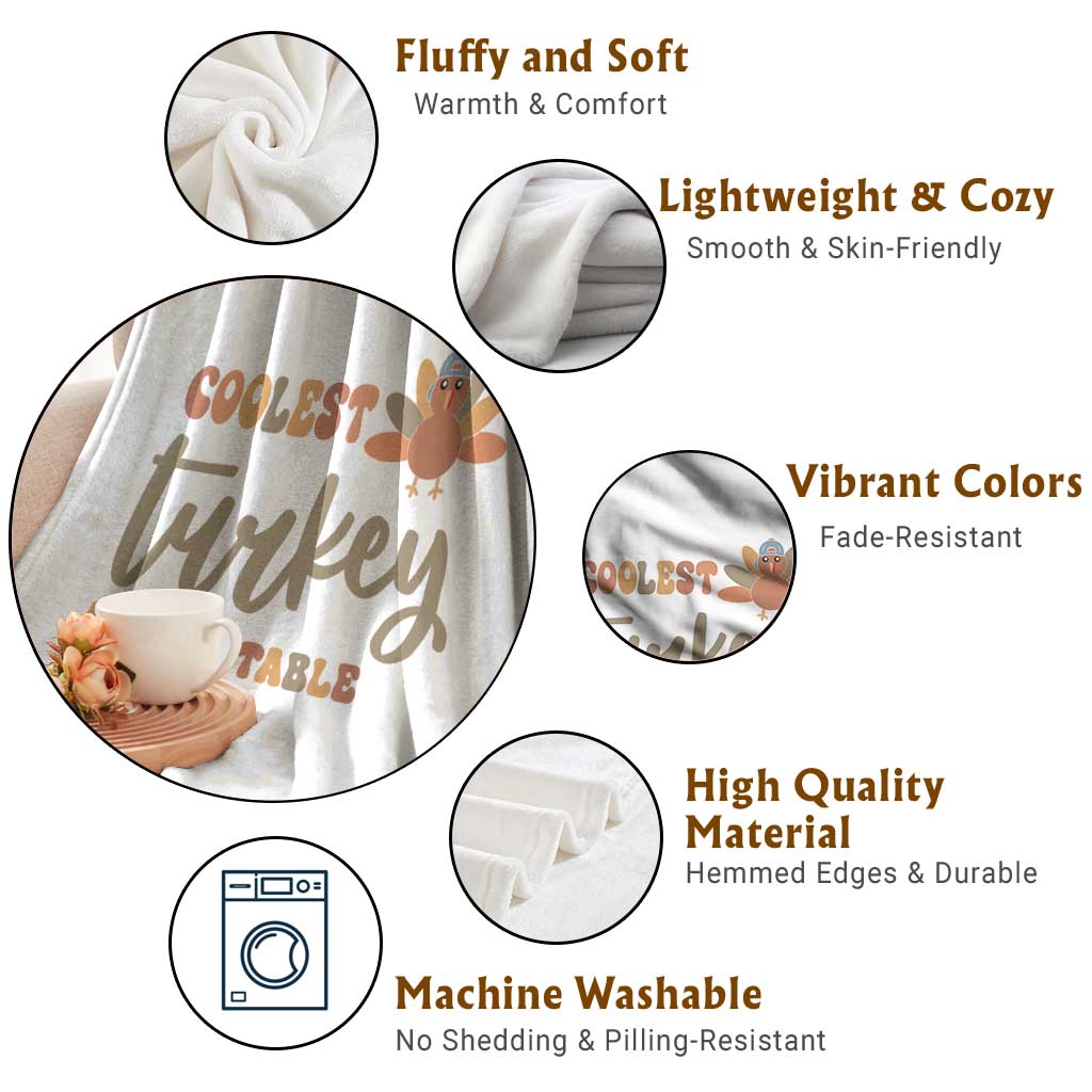 Funny Thanksgiving Turkey Throw Blanket Coolest Turkey At The Table Fall Season - Wonder Print Shop