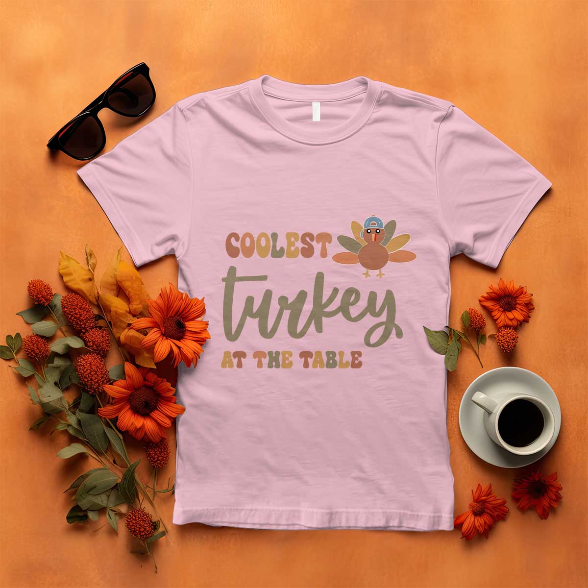 Funny Thanksgiving Turkey T Shirt Coolest Turkey At The Table Fall Season - Wonder Print Shop