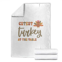 Funny Thanksgiving Turkey Throw Blanket Cutest Turkey At The Table Fall Season - Wonder Print Shop