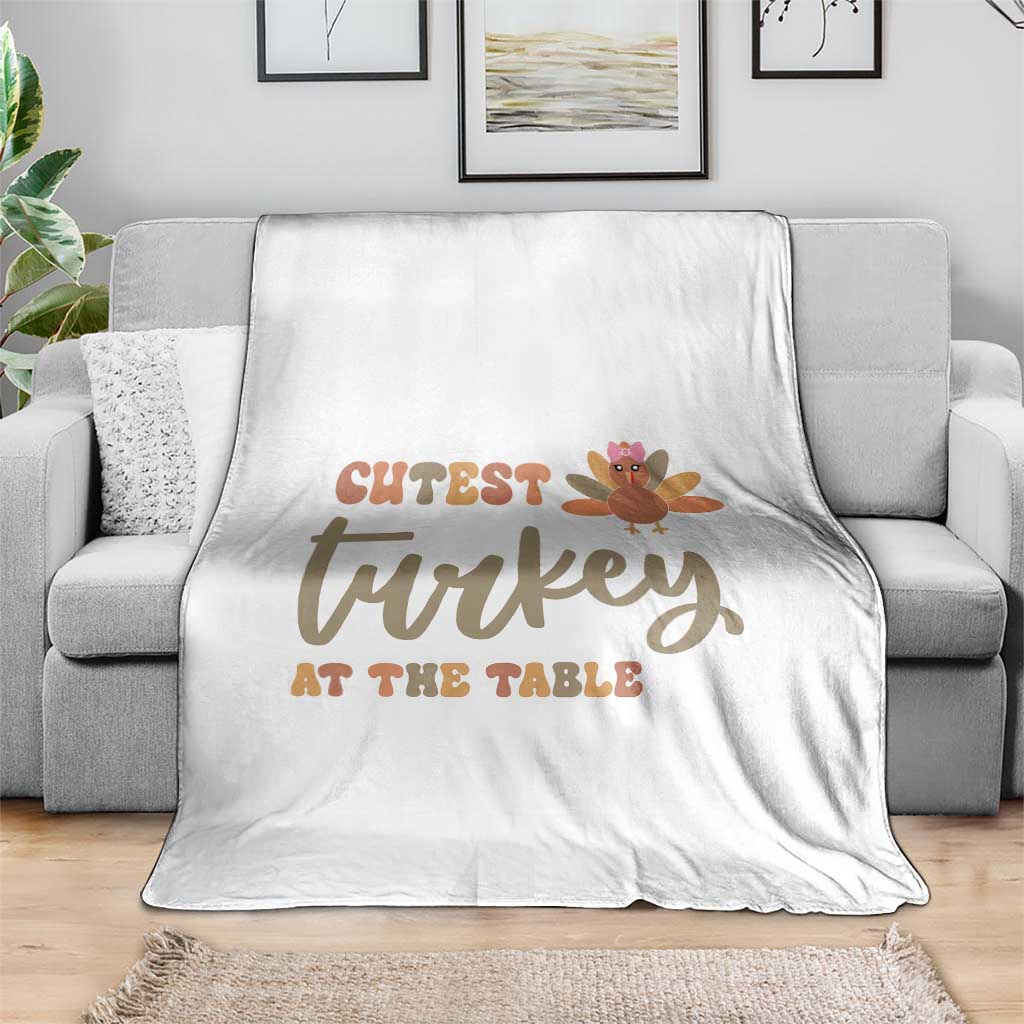 Funny Thanksgiving Turkey Throw Blanket Cutest Turkey At The Table Fall Season - Wonder Print Shop