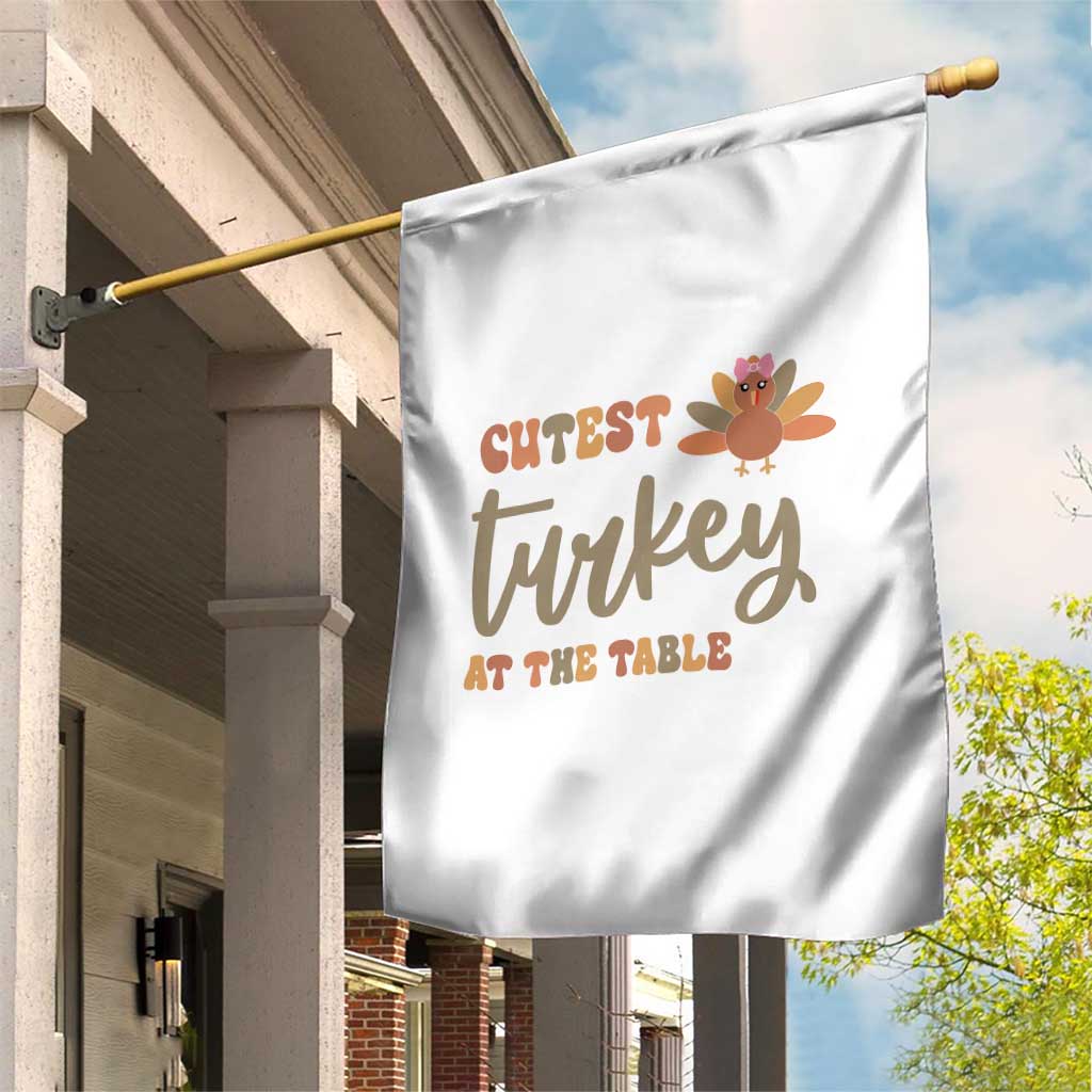 Funny Thanksgiving Turkey Garden Flag Cutest Turkey At The Table Fall Season - Wonder Print Shop