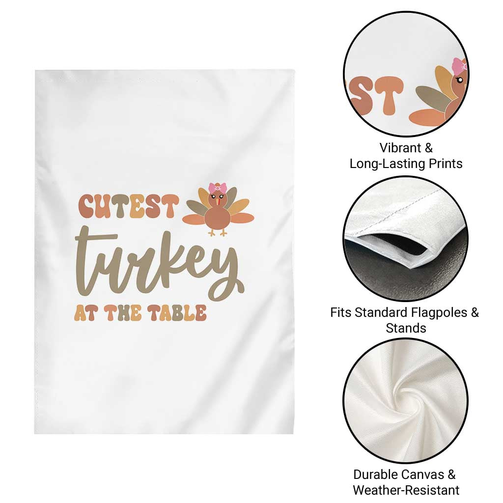 Funny Thanksgiving Turkey Garden Flag Cutest Turkey At The Table Fall Season - Wonder Print Shop