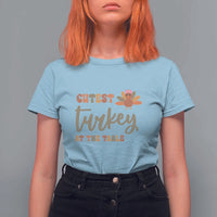 Funny Thanksgiving Turkey T Shirt For Women Cutest Turkey At The Table Fall Season - Wonder Print Shop