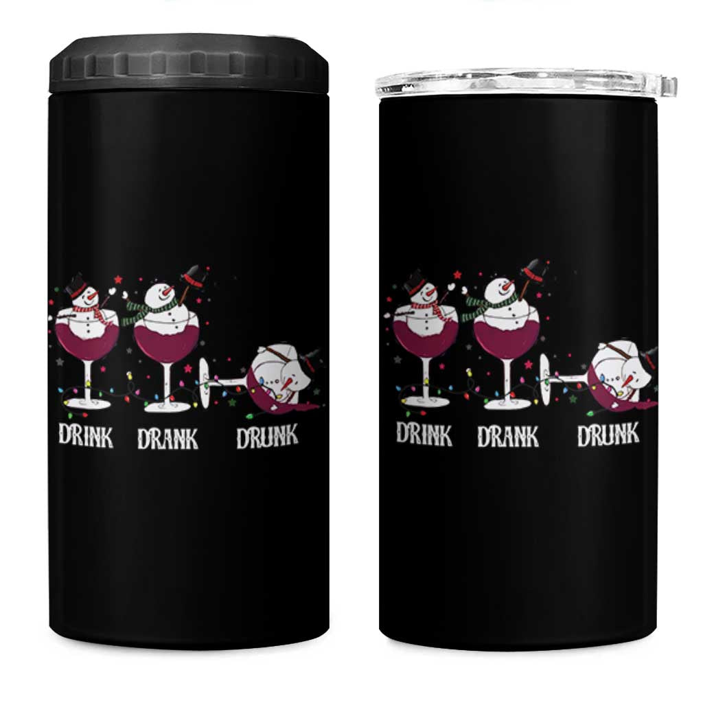 Funny Christmas Wine 4 in 1 Can Cooler Tumbler Drink Drank Drunk Snowman Xmas - Wonder Print Shop