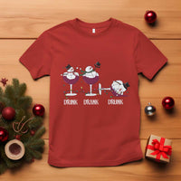 Funny Christmas Wine T Shirt Drink Drank Drunk Snowman Xmas - Wonder Print Shop