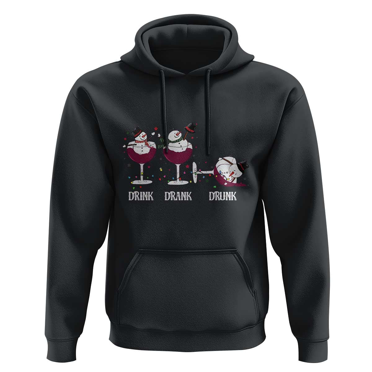 Funny Christmas Wine Hoodie Drink Drank Drunk Snowman Xmas