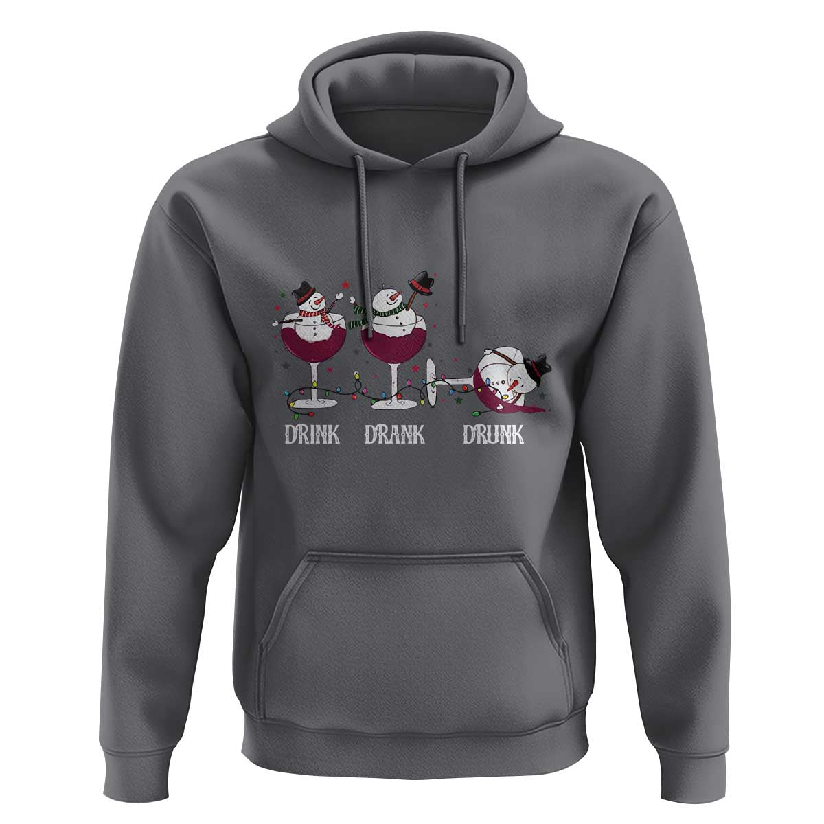 Funny Christmas Wine Hoodie Drink Drank Drunk Snowman Xmas