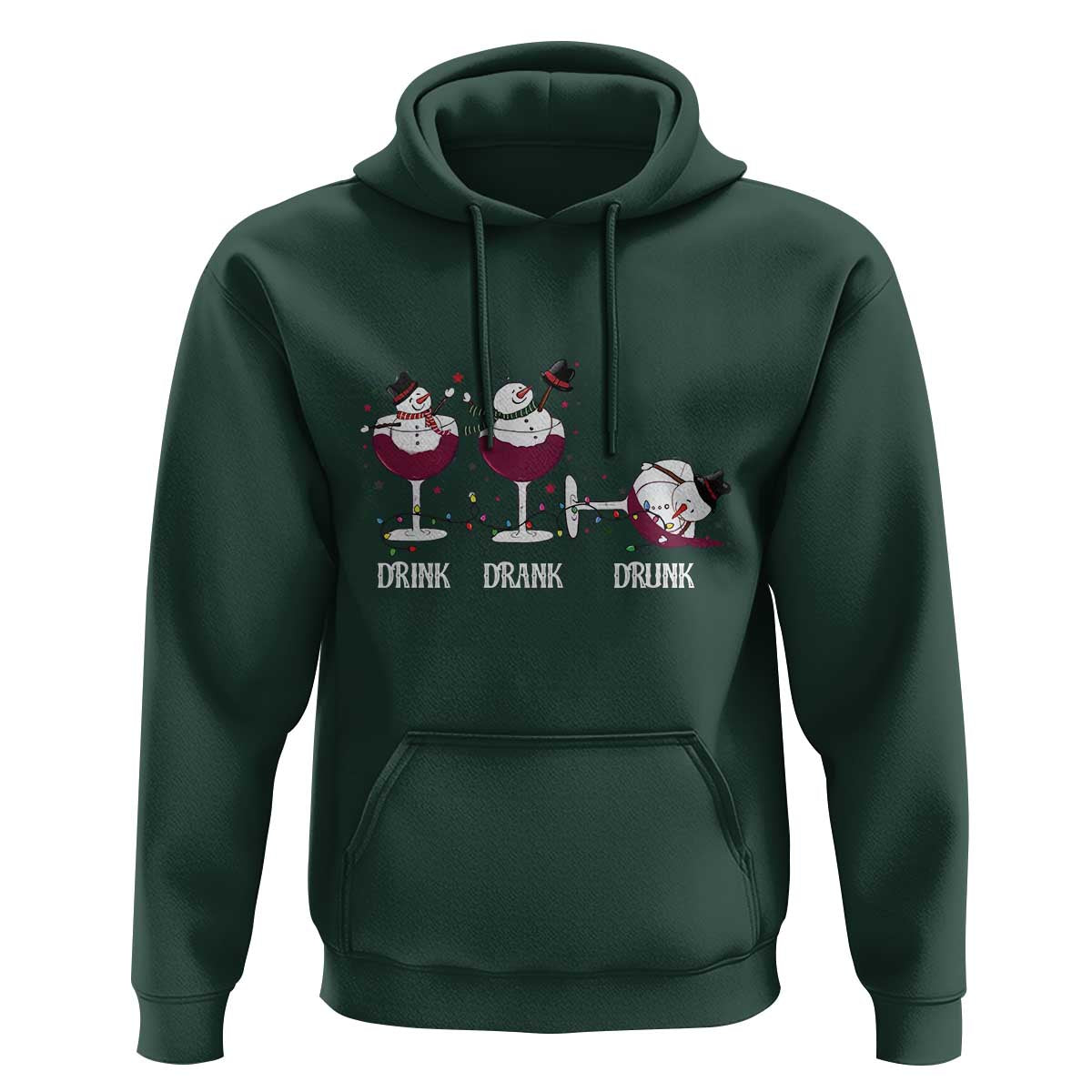 Funny Christmas Wine Hoodie Drink Drank Drunk Snowman Xmas