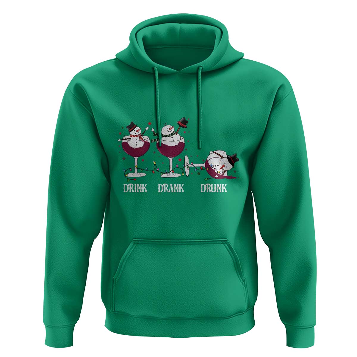 Funny Christmas Wine Hoodie Drink Drank Drunk Snowman Xmas