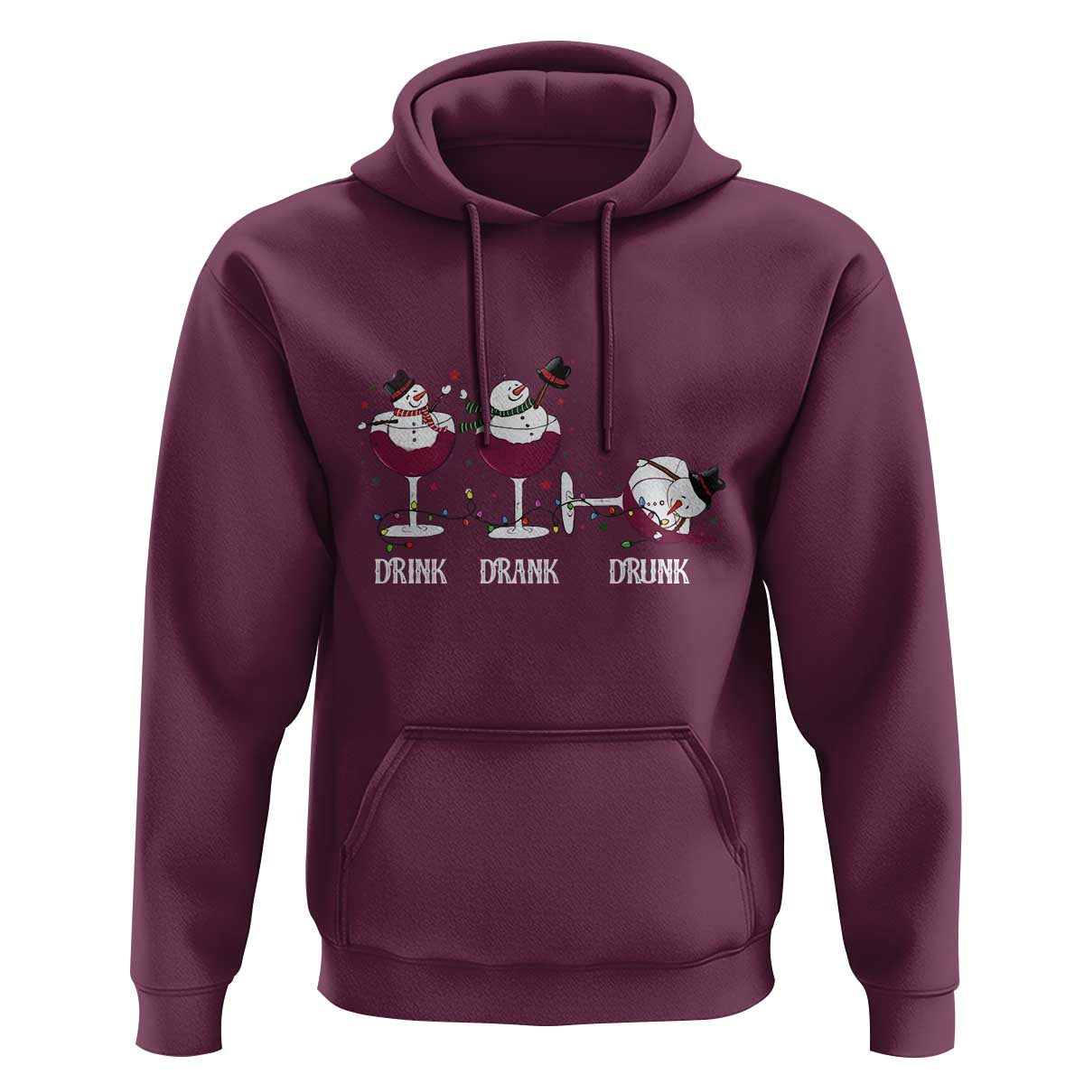 Funny Christmas Wine Hoodie Drink Drank Drunk Snowman Xmas