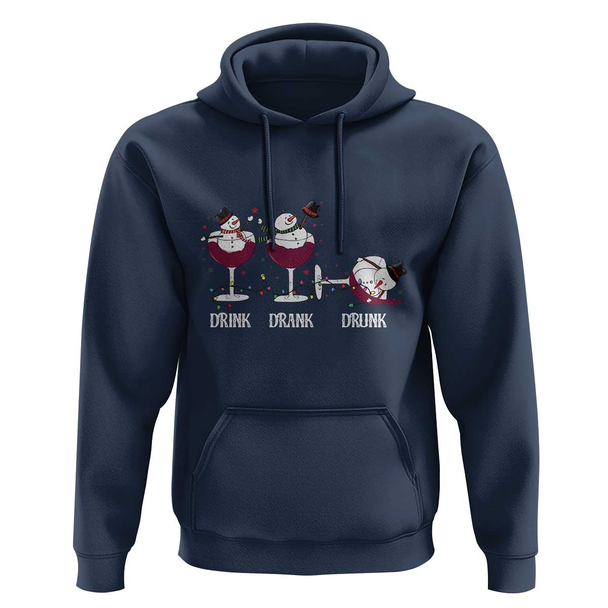 Funny Christmas Wine Hoodie Drink Drank Drunk Snowman Xmas