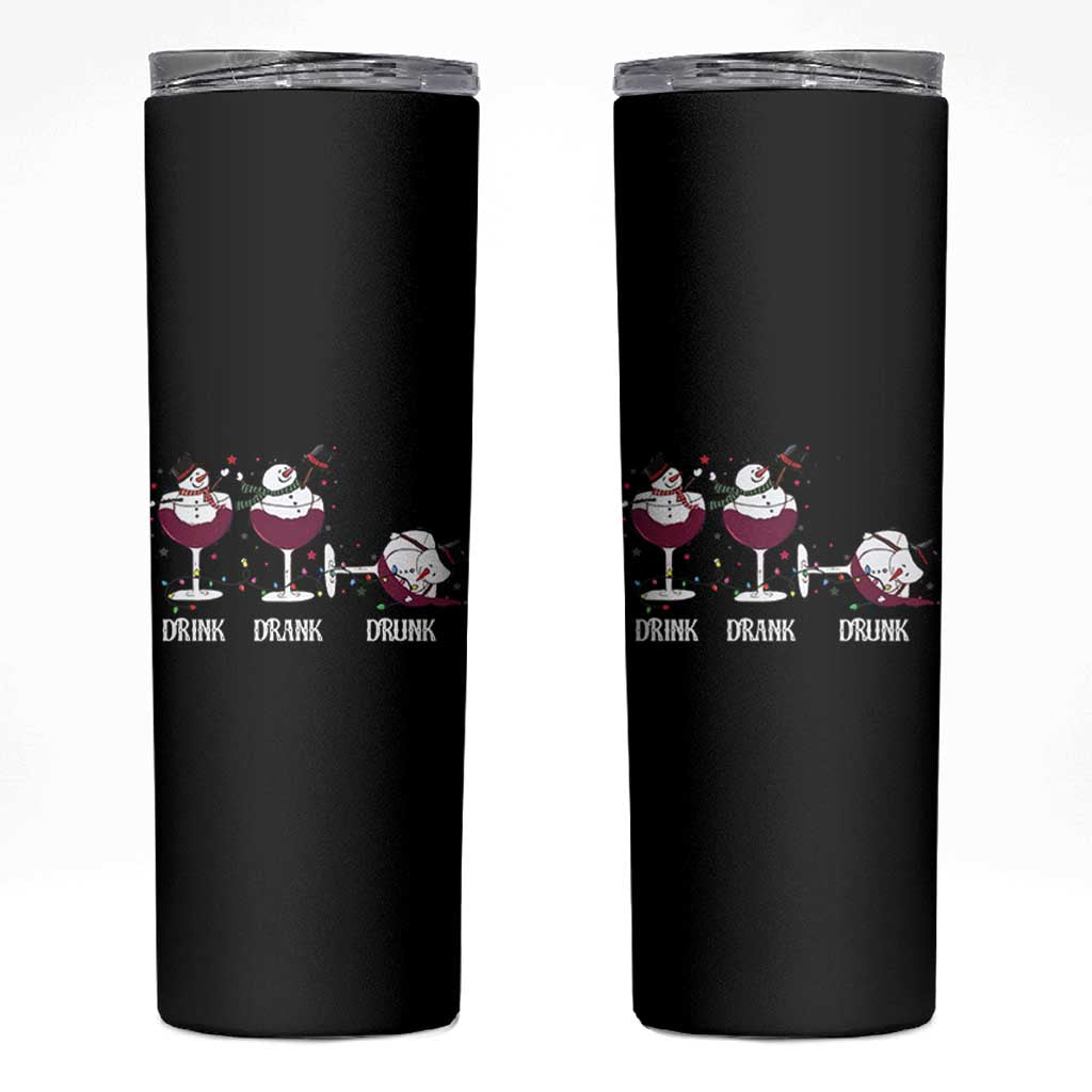 Funny Christmas Wine Skinny Tumbler Drink Drank Drunk Snowman Xmas - Wonder Print Shop