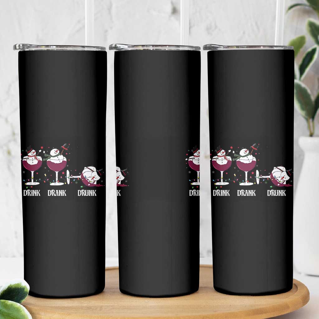 Funny Christmas Wine Skinny Tumbler Drink Drank Drunk Snowman Xmas - Wonder Print Shop