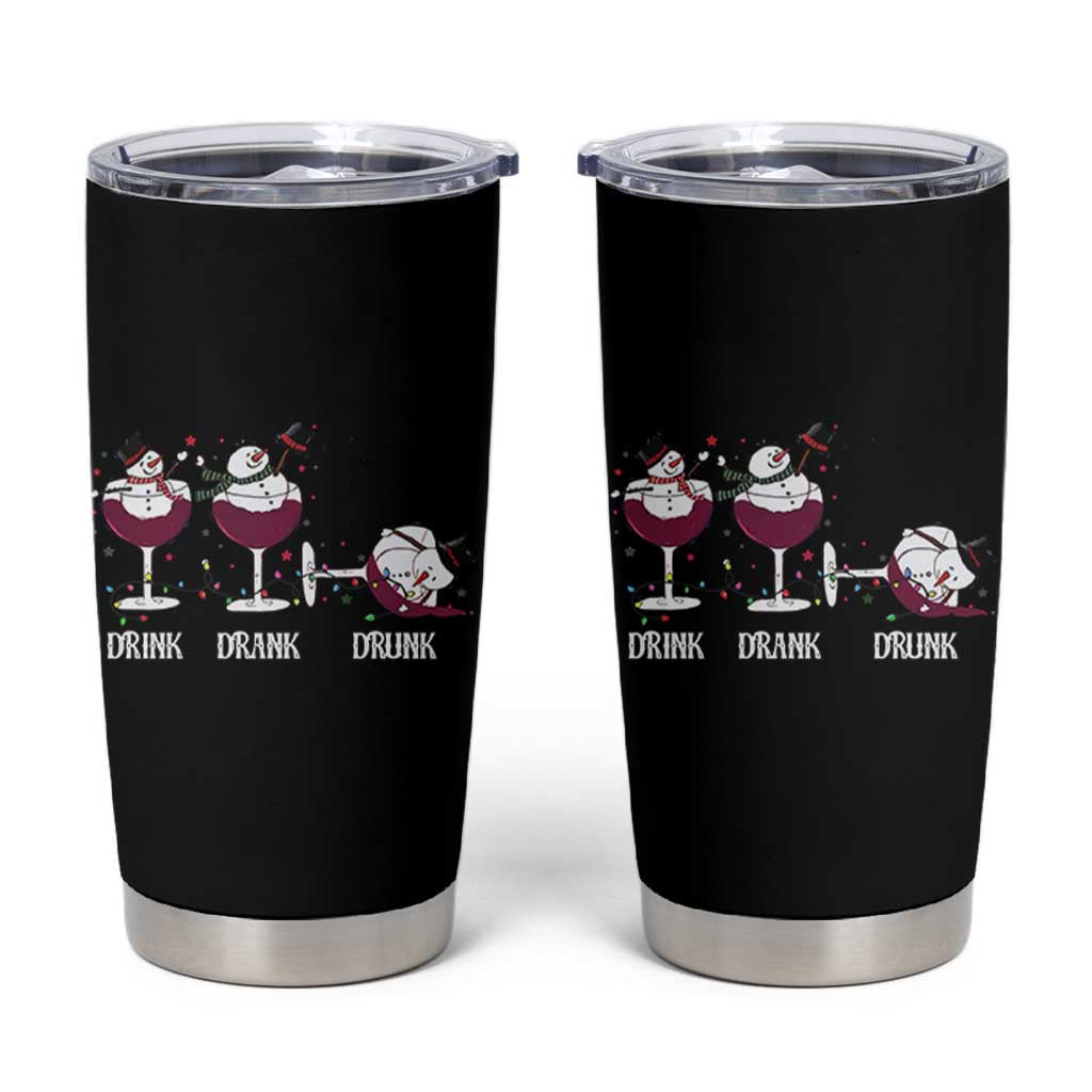 Funny Christmas Wine Tumbler Cup Drink Drank Drunk Snowman Xmas - Wonder Print Shop