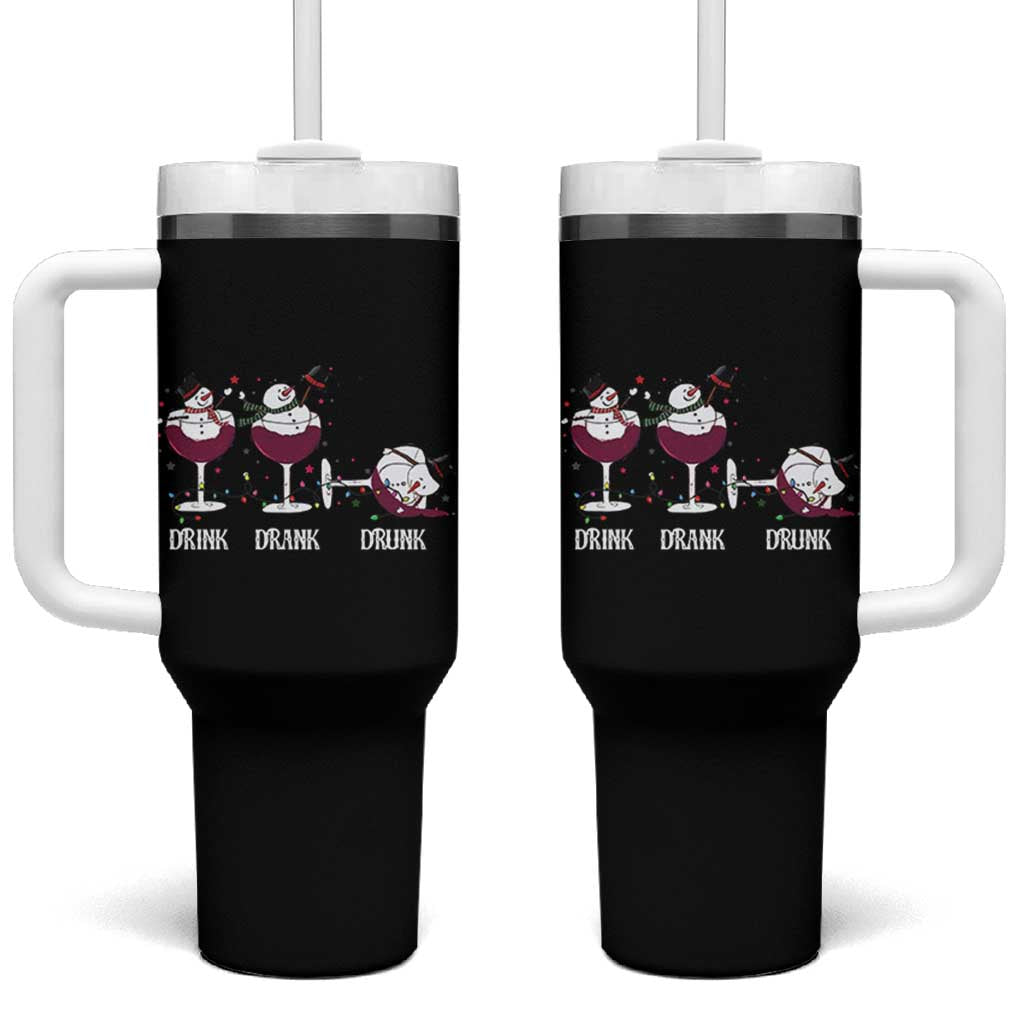 Funny Christmas Wine Tumbler With Handle Drink Drank Drunk Snowman Xmas - Wonder Print Shop