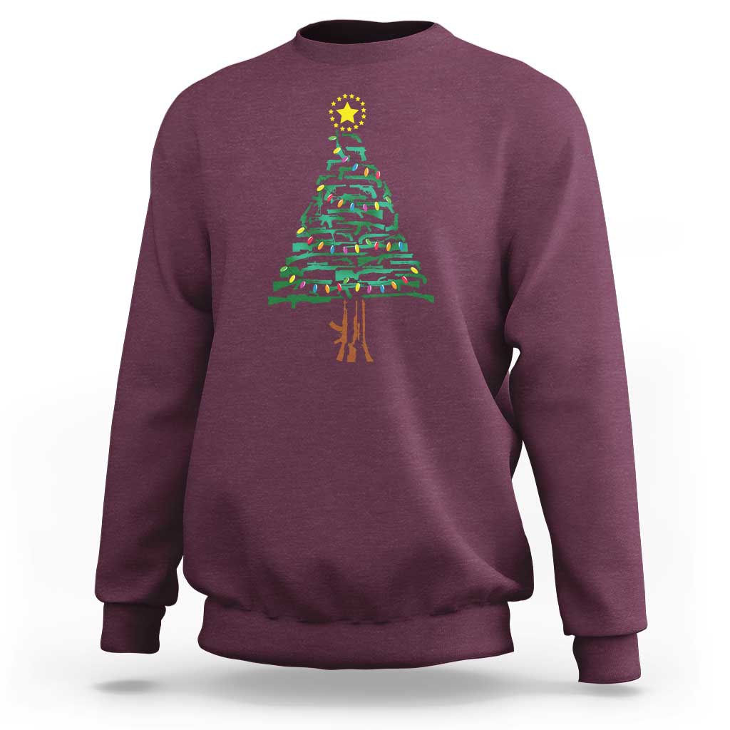 Christmas Gun Sweatshirt Xmas Tree 2nd Amendment Star - Wonder Print Shop