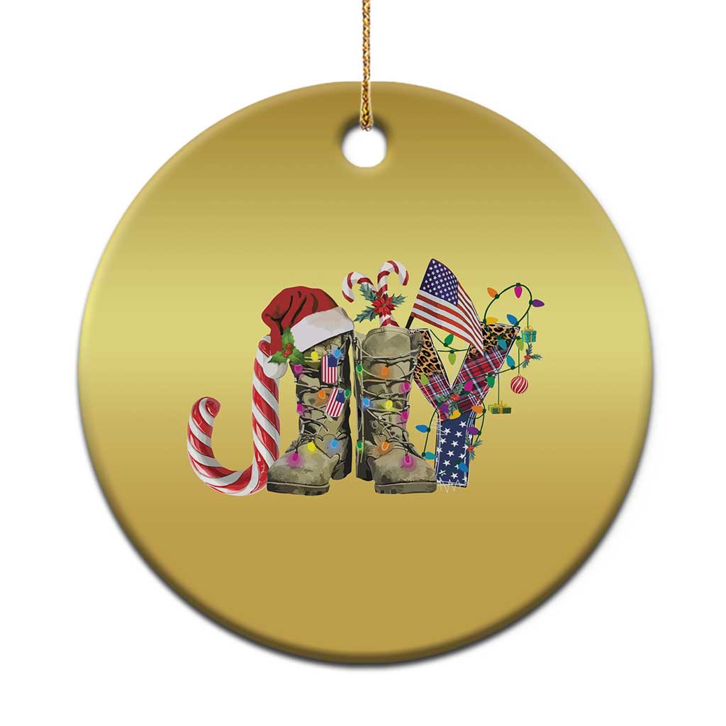 Xmas Veterans Christmas Ornament Joy Candy Cane American Flag - Wonder Print Shop