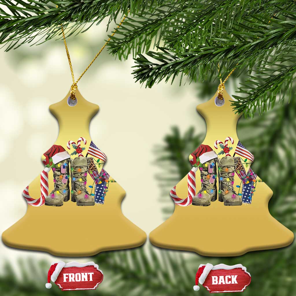 Xmas Veterans Christmas Ornament Joy Candy Cane American Flag - Wonder Print Shop