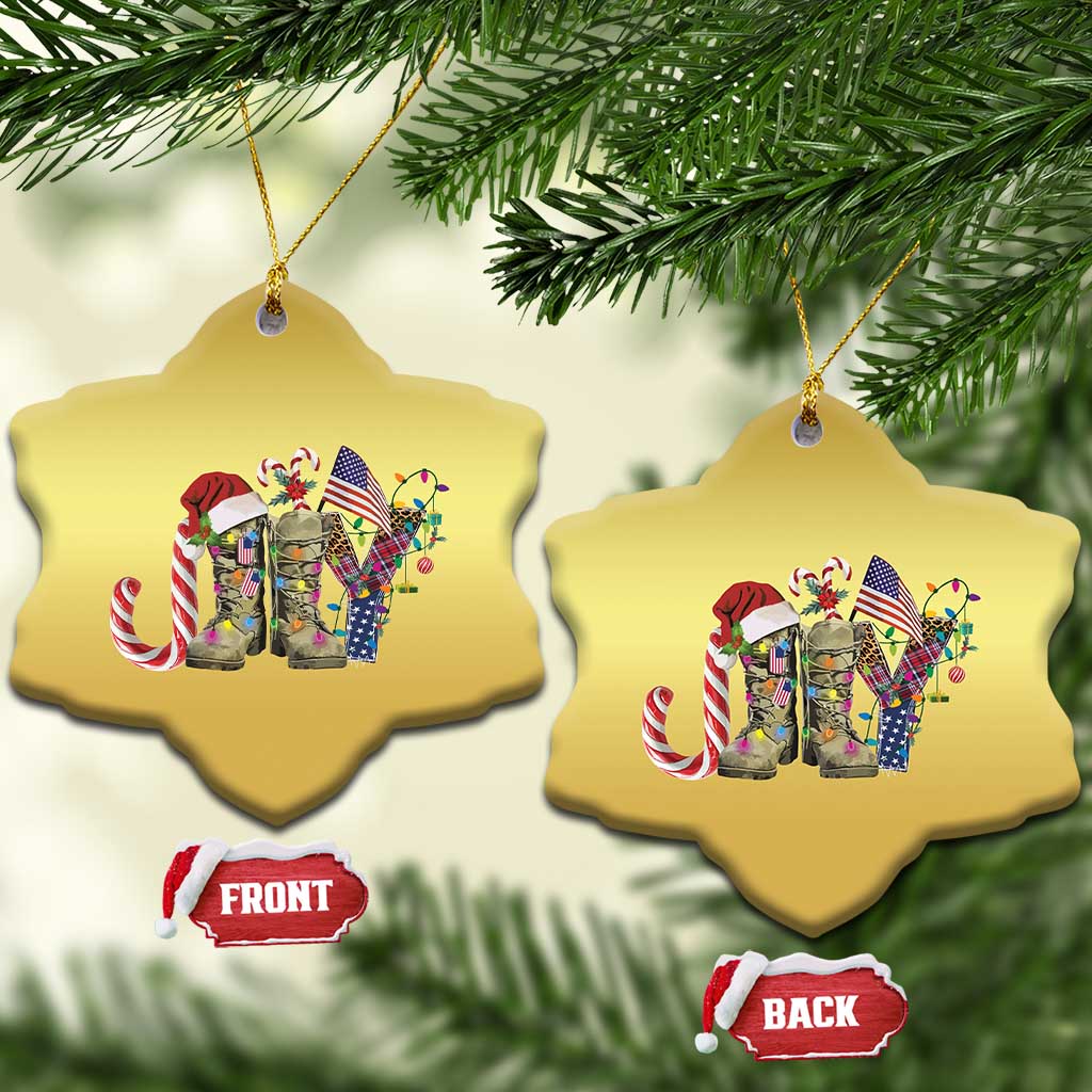 Xmas Veterans Christmas Ornament Joy Candy Cane American Flag - Wonder Print Shop