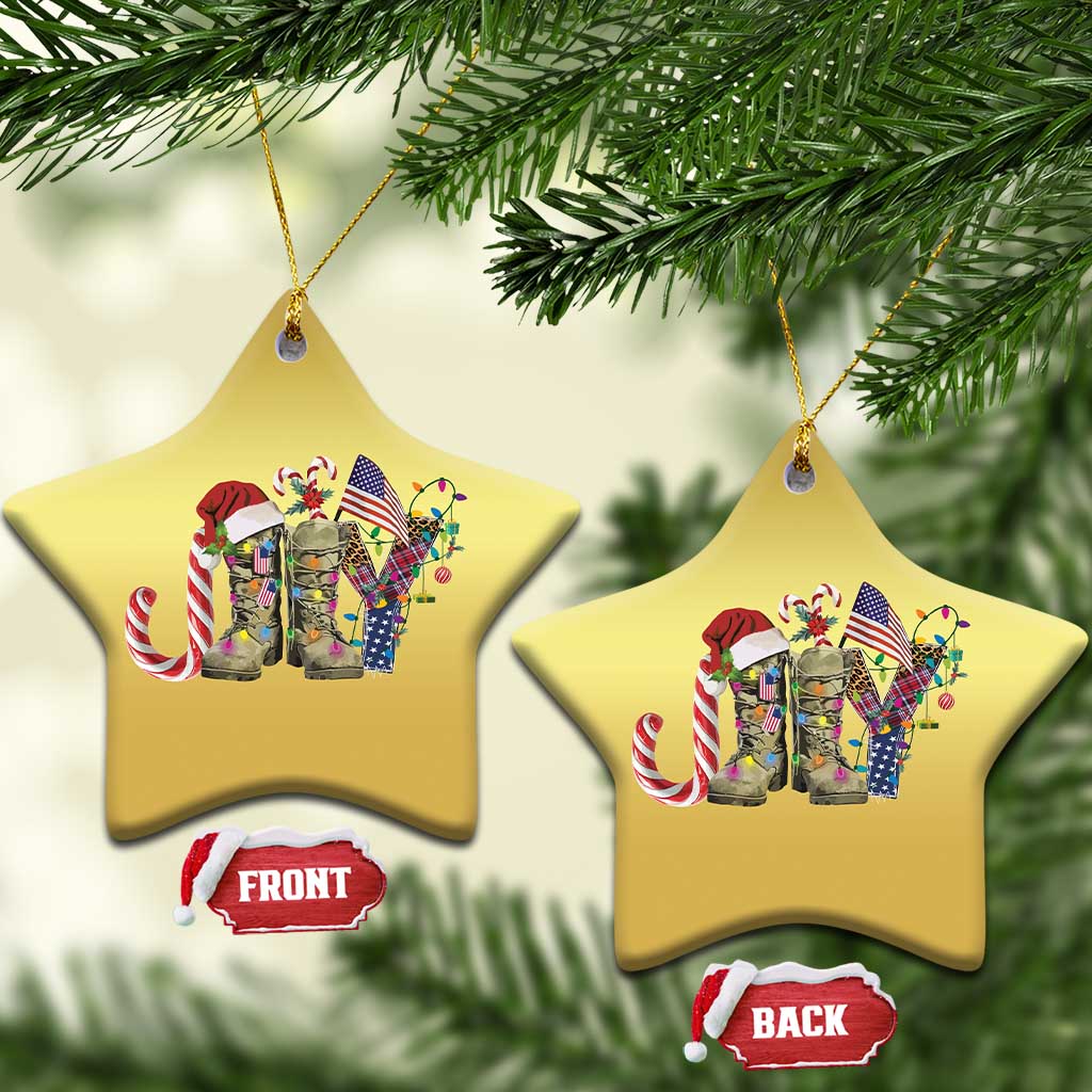 Xmas Veterans Christmas Ornament Joy Candy Cane American Flag - Wonder Print Shop