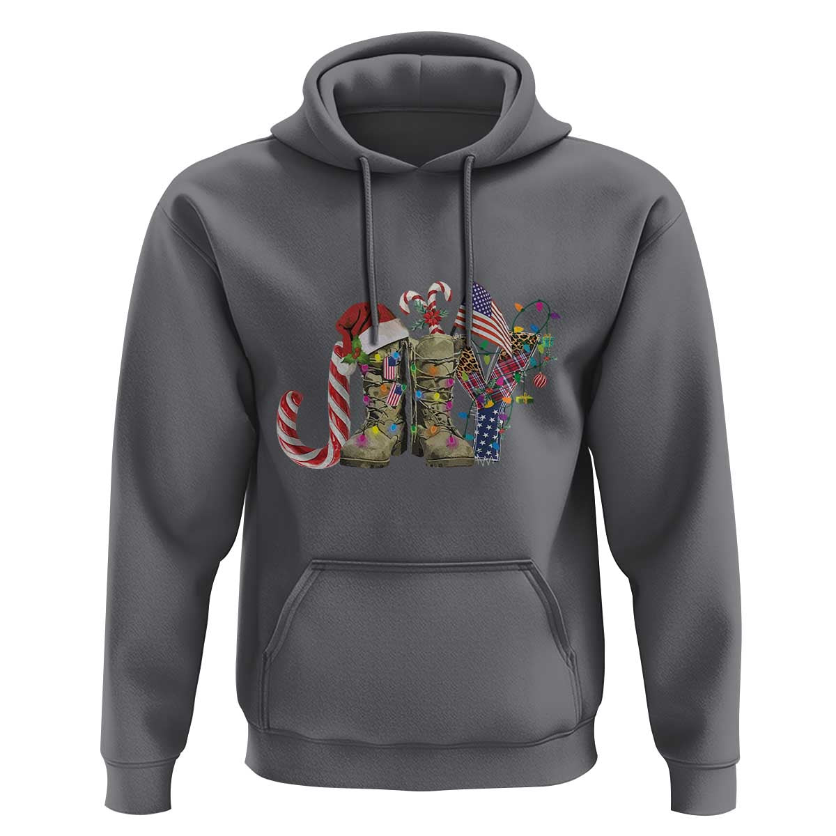 Christmas Veterans Hoodie Joy Candy Cane American Flag