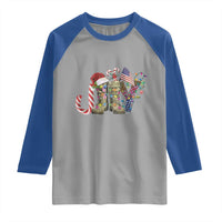 Christmas Veterans Raglan Shirt Joy Candy Cane American Flag - Wonder Print Shop