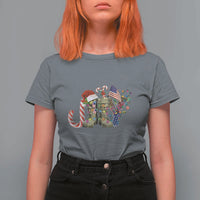 Christmas Veterans T Shirt For Women Joy Candy Cane American Flag - Wonder Print Shop