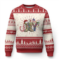 Christmas Veterans Ugly Christmas Sweater Joy Candy Cane American Flag - Wonder Print Shop