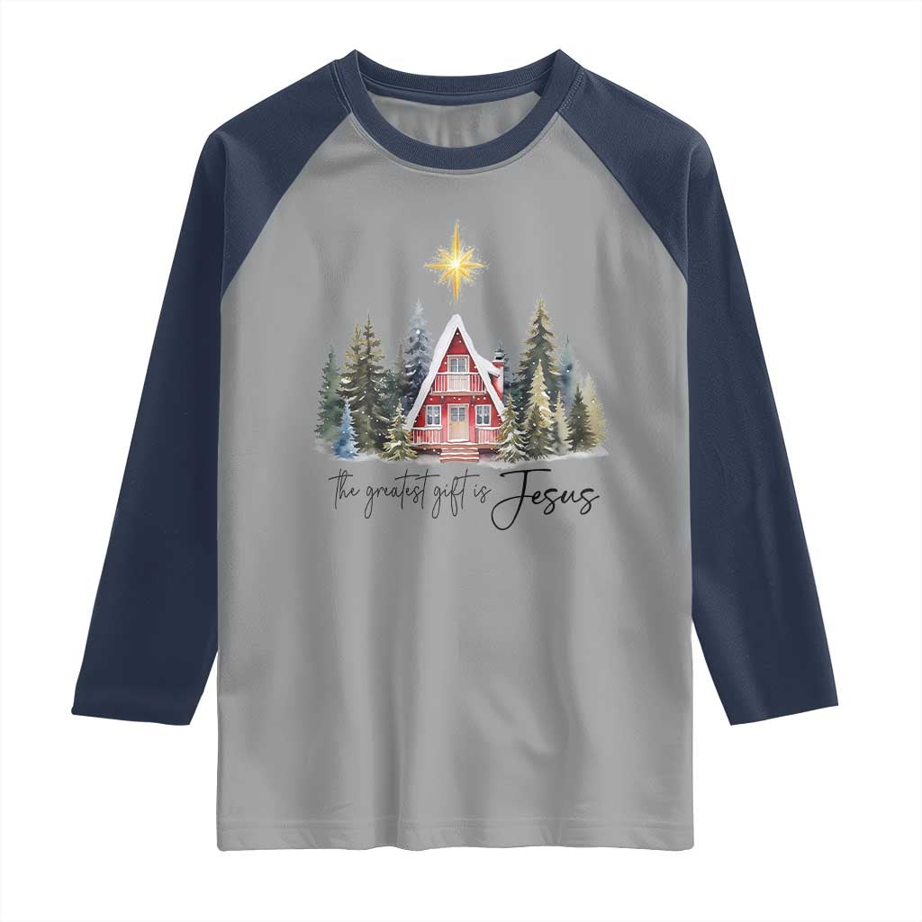 Christian Christmas Raglan Shirt The Greatest Gift Is Jesus Star Of Bethlehem - Wonder Print Shop