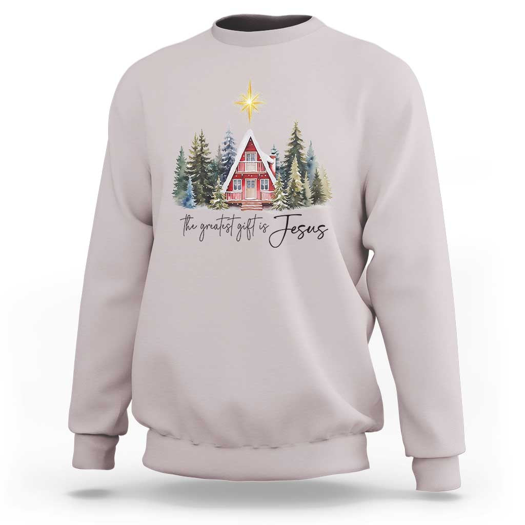 Christian Christmas Sweatshirt The Greatest Gift Is Jesus Star Of Bethlehem - Wonder Print Shop