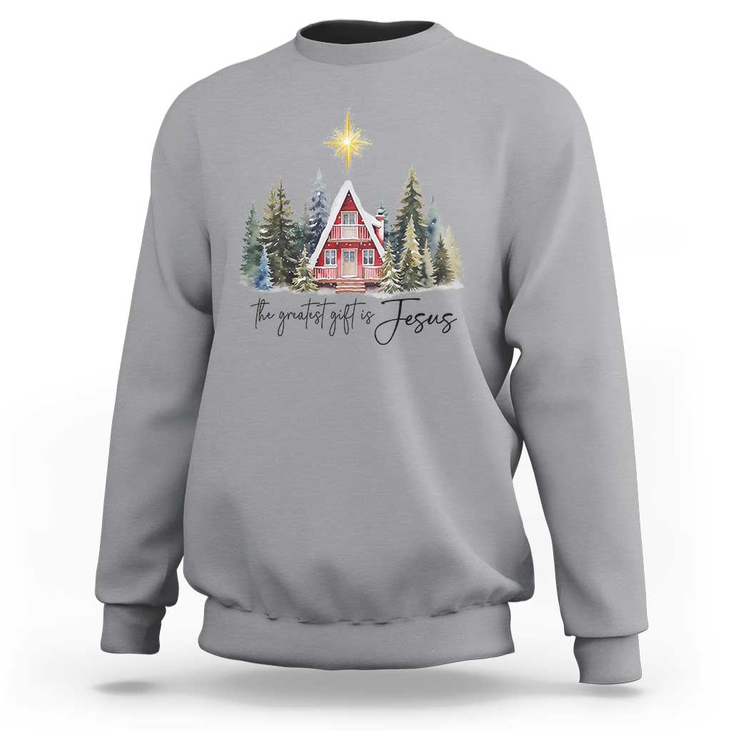 Christian Christmas Sweatshirt The Greatest Gift Is Jesus Star Of Bethlehem - Wonder Print Shop