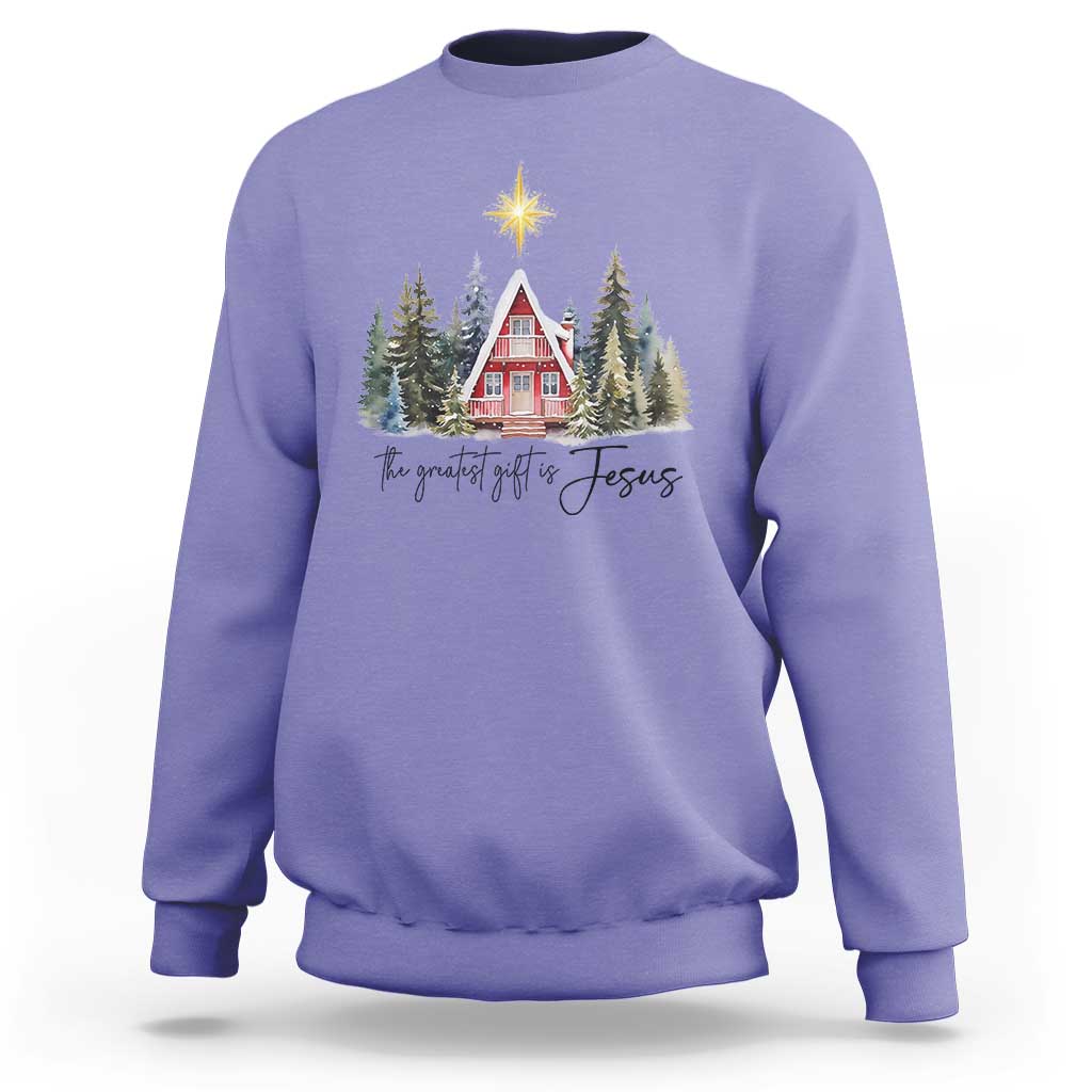 Christian Christmas Sweatshirt The Greatest Gift Is Jesus Star Of Bethlehem - Wonder Print Shop