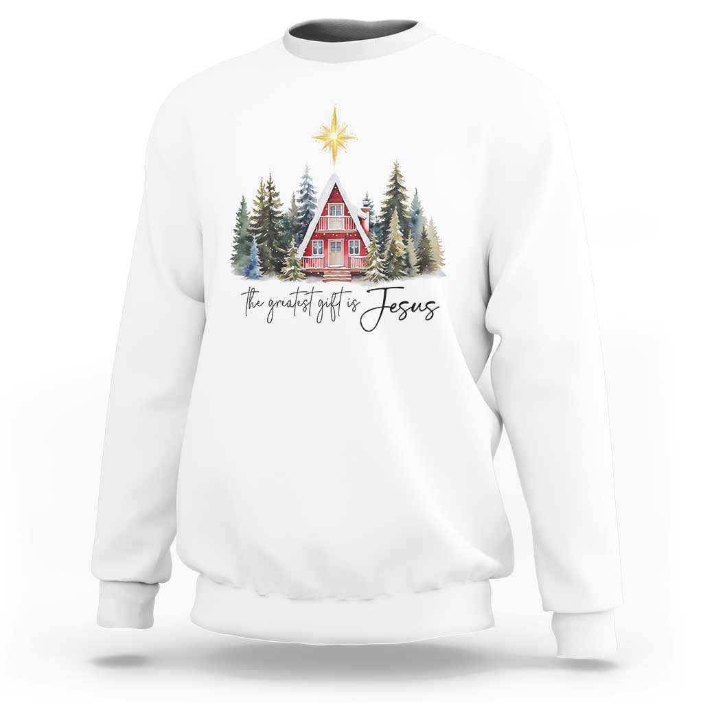 Christian Christmas Sweatshirt The Greatest Gift Is Jesus Star Of Bethlehem - Wonder Print Shop