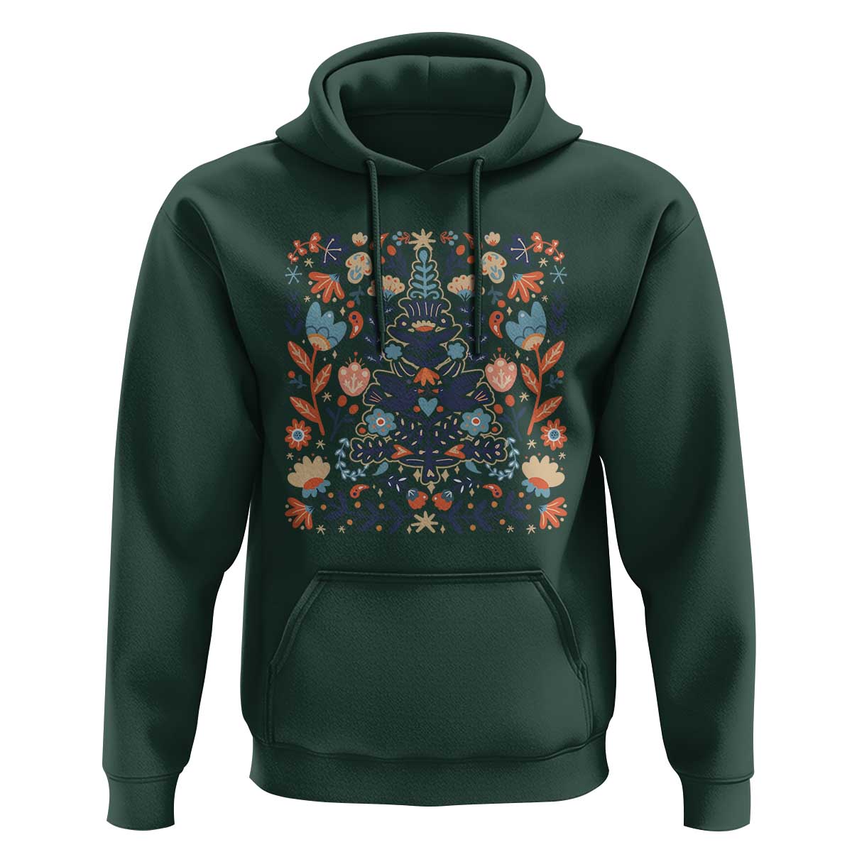 Norwegian Christmas Scandinavian Yule Xmas Tree Folk Art Winter Solstice Hoodie