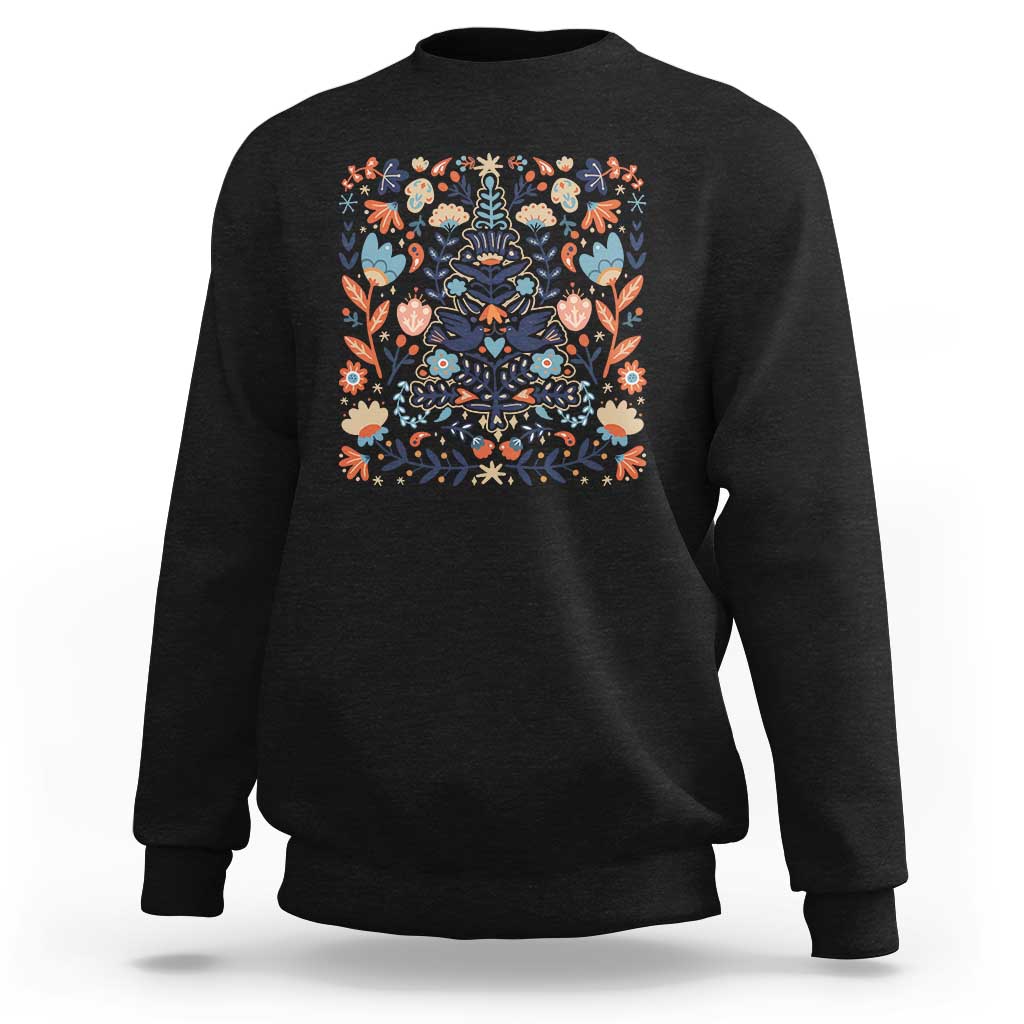Norwegian Christmas Scandinavian Yule Xmas Tree Folk Art Winter Solstice Sweatshirt - Wonder Print Shop