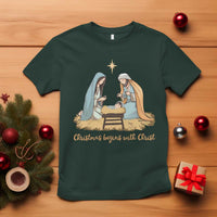 Christmas Begins With Christ T Shirt Christian Christmas Nativity Scene - Wonder Print Shop