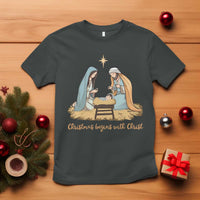 Christmas Begins With Christ T Shirt Christian Christmas Nativity Scene - Wonder Print Shop