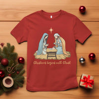 Christmas Begins With Christ T Shirt Christian Christmas Nativity Scene - Wonder Print Shop