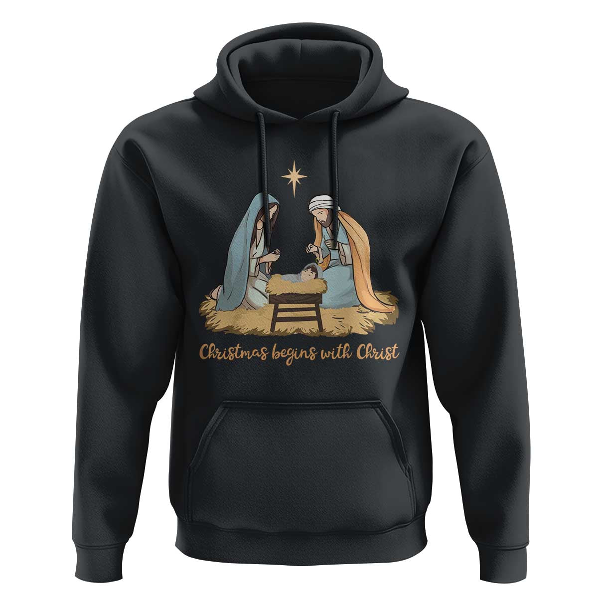 Christmas Begins With Christ Hoodie Christian Christmas Nativity Scene