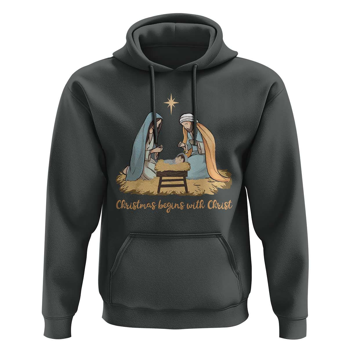 Christmas Begins With Christ Hoodie Christian Christmas Nativity Scene