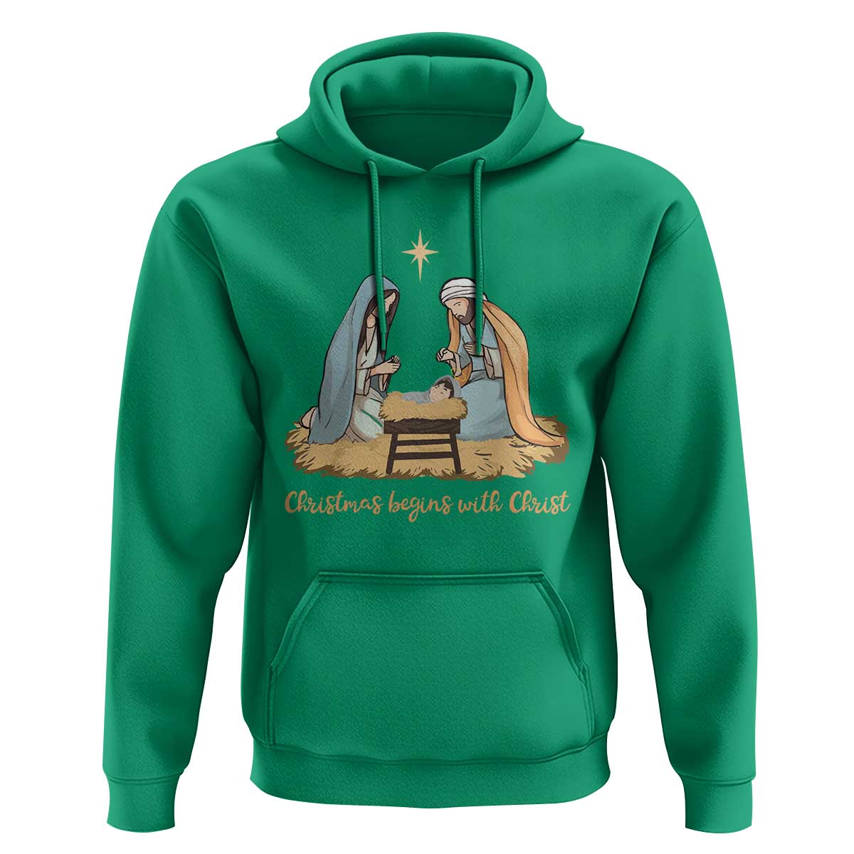 Christmas Begins With Christ Hoodie Christian Christmas Nativity Scene