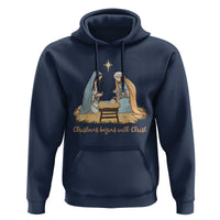 Christmas Begins With Christ Hoodie Christian Christmas Nativity Scene