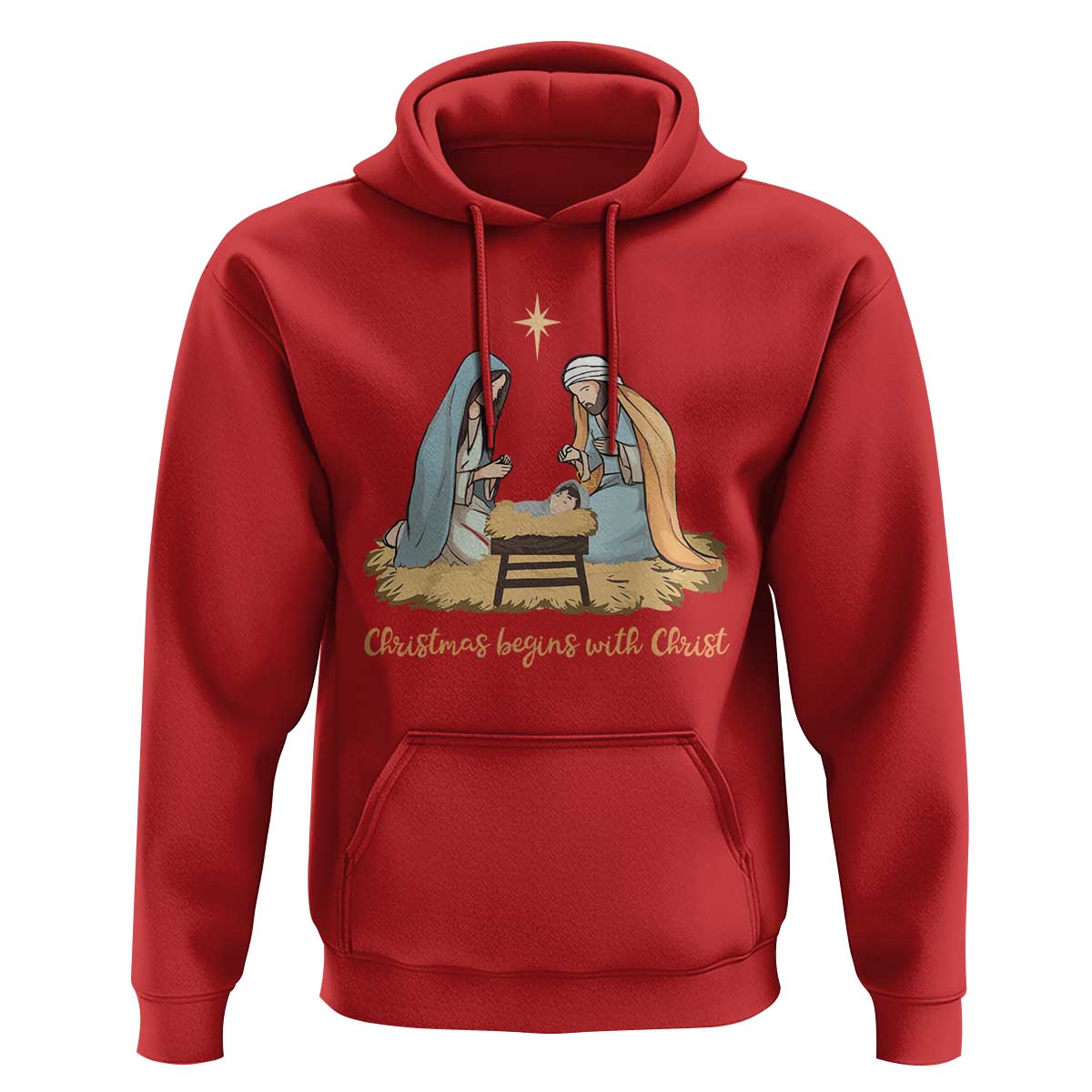 Christmas Begins With Christ Hoodie Christian Christmas Nativity Scene