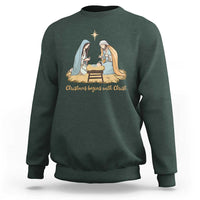 Christmas Begins With Christ Sweatshirt Christian Christmas Nativity Scene - Wonder Print Shop