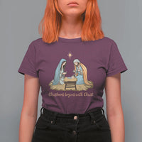 Christmas Begins With Christ T Shirt For Women Christian Christmas Nativity Scene - Wonder Print Shop
