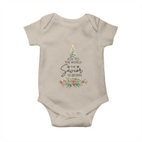 Funny Christmas Christian Faith Baby Onesie Joy To The World The Savior Is Born Xmas Tree