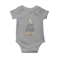 Funny Christmas Christian Faith Baby Onesie Joy To The World The Savior Is Born Xmas Tree