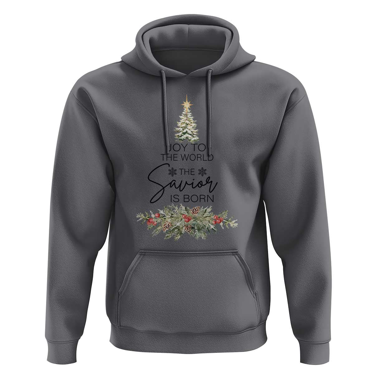 Funny Christmas Christian Faith Hoodie Joy To The World The Savior Is Born Xmas Tree