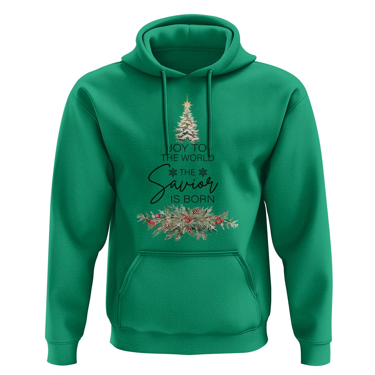 Funny Christmas Christian Faith Hoodie Joy To The World The Savior Is Born Xmas Tree